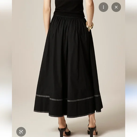 J Crew Contrast-stitch midi skirt in cotton poplin CI647 Size 8 NWT - Picture 2 of 7